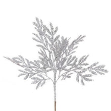 Glitter Leaf Spray 40cm Silver