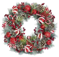 41cm Candy Cane and Berry Wreath