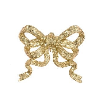 Glittered Bow Clip 11cm Gold