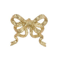 Glittered Bow Clip 11cm Gold