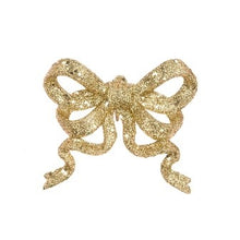 Glittered Bow Clip 11cm Gold