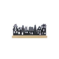 30cm black wooden cut out street on wooden base