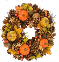 36cm Autumnal Pumpkin and Pinecone Wreath