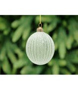 8cm frosted sage green segment glass ball