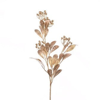 Metallic Berry Leaf Spray 70cm
