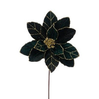 Velvet Glitter Poinsettia Stem