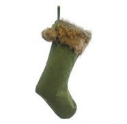 46cm green stocking with fur pom poms