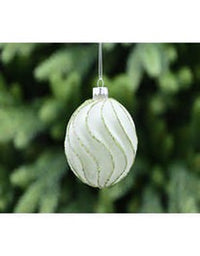 8cm green glass frosted swirl ball