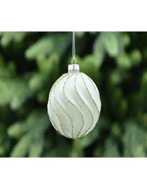 8cm green glass frosted swirl ball