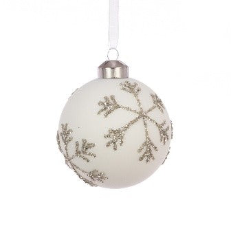 GLASS Leslie Bauble 8cm White