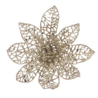 Glitter Poinsettia Clip 15cm Gold