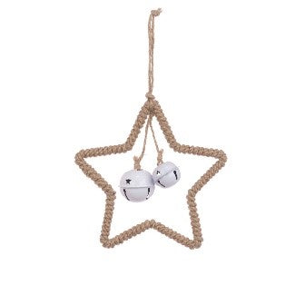 Rope Star W/White Bells 15cm