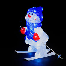 38cm Illuminated Skiing Snowman with 48 Ice White LEDs