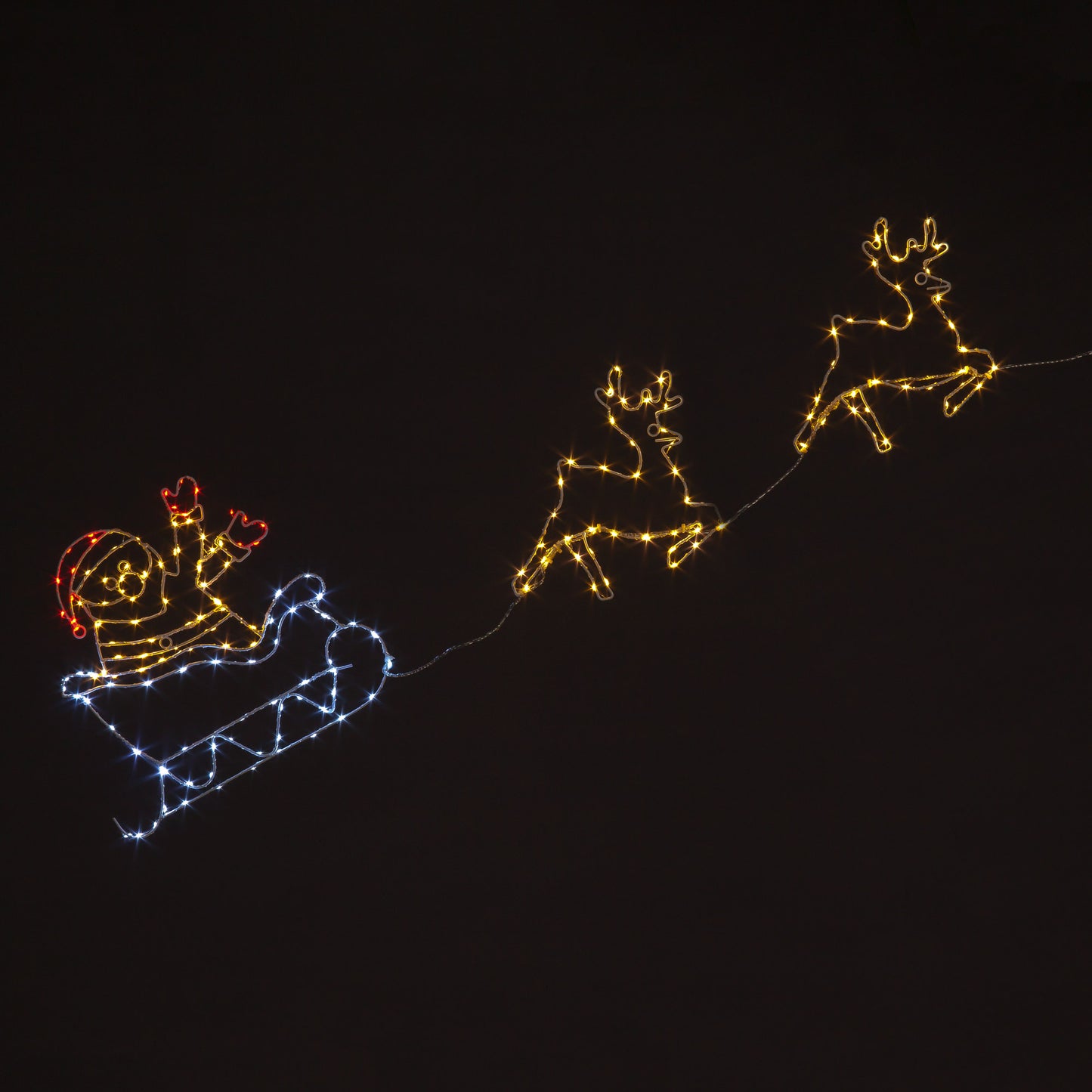 LED Santa & Reindeer Sleigh Silhouette | Outdoor Christmas Wall Light