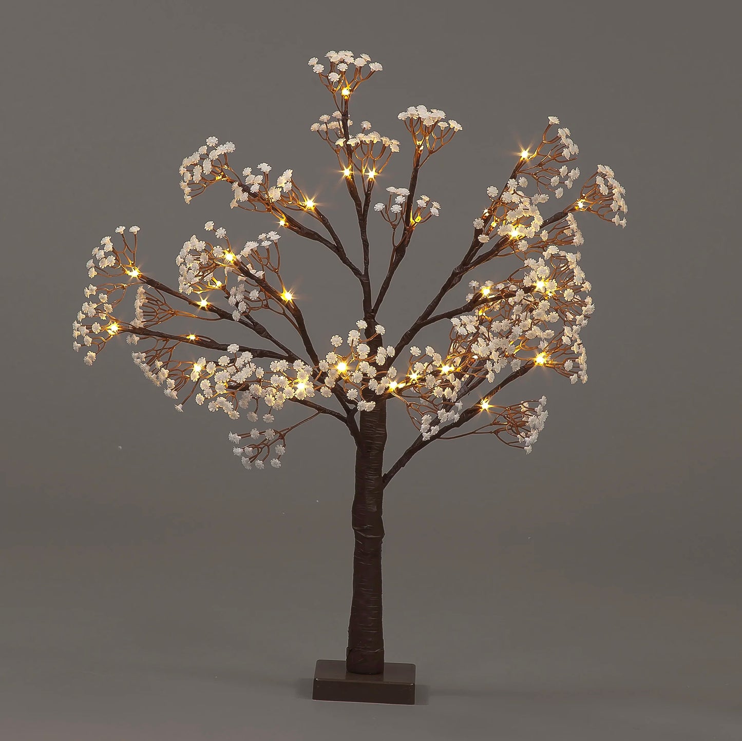 2ft White Flower LED Tree | Battery Operated Warm White Lights (60cm)