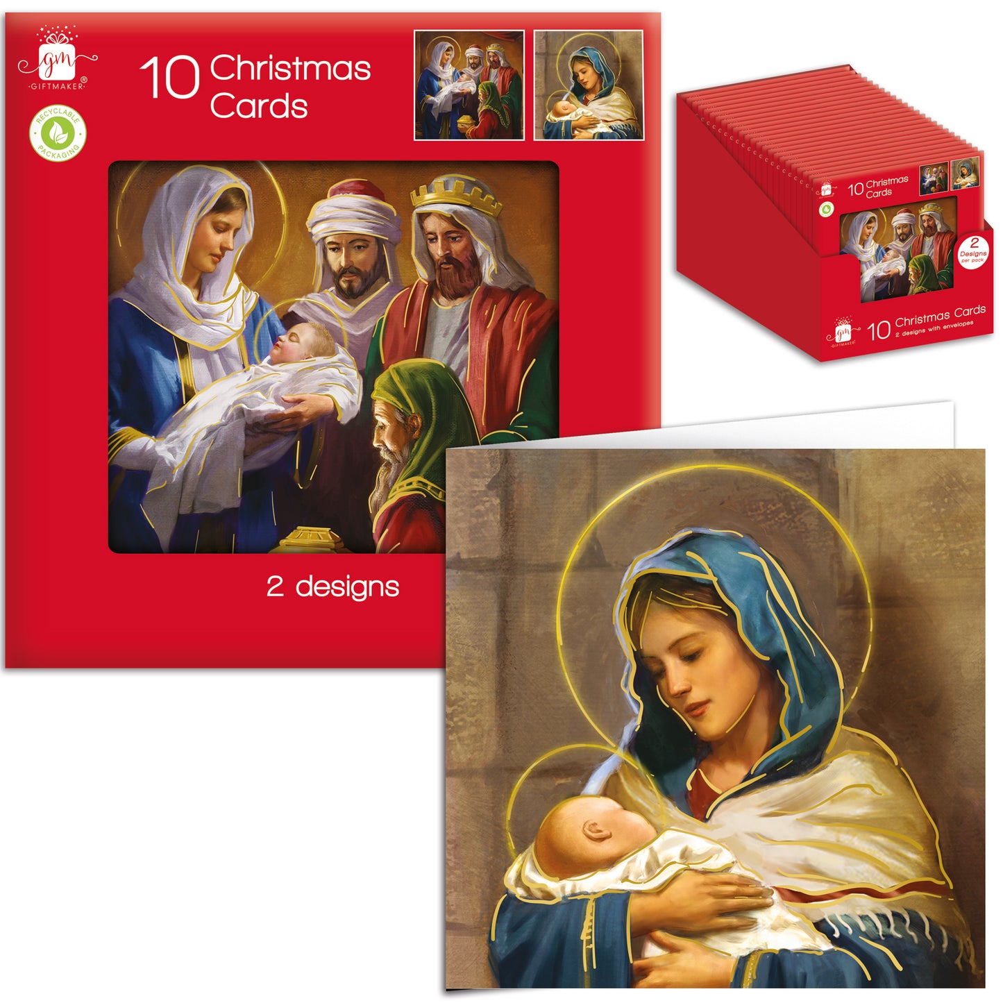 10 Christmas Cards including 2 Designs