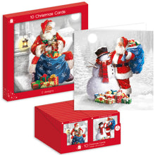 10 Traditional Santa Christmas Cards - Incl. 2 Designs