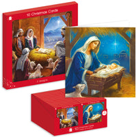 10 Religious Christmas Cards - Incl. 2 Designs