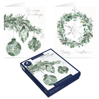 Luxury Wreath & Baubles Christmas Cards