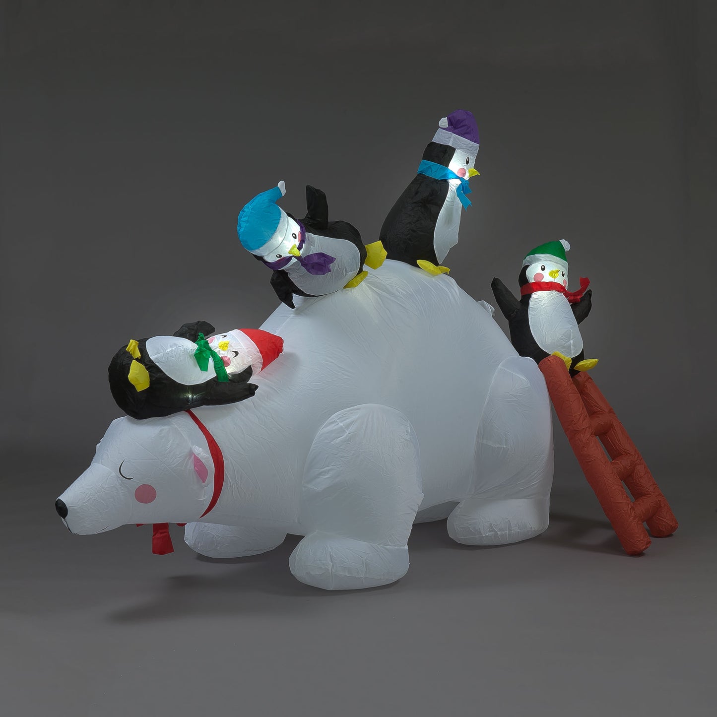 1.8m Inflatable Polar Bear & Penguins Christmas Decoration