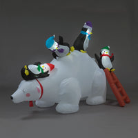 1.8m Inflatable Polar Bear & Penguins Christmas Decoration