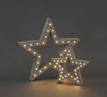 Battery Operated Set of 2 48cm/29cm Wooden Stars