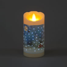 Battery Operated 15cm Wax Effect LED Candle with Winter Scene