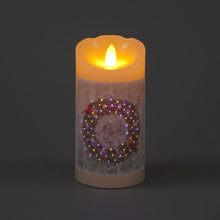 Battery Operated 15cm Wax Effect Candle with Lit Wreath