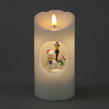 Battery Operated 15cm Musical Wax Effect LED Candle with Rotating Snowmen