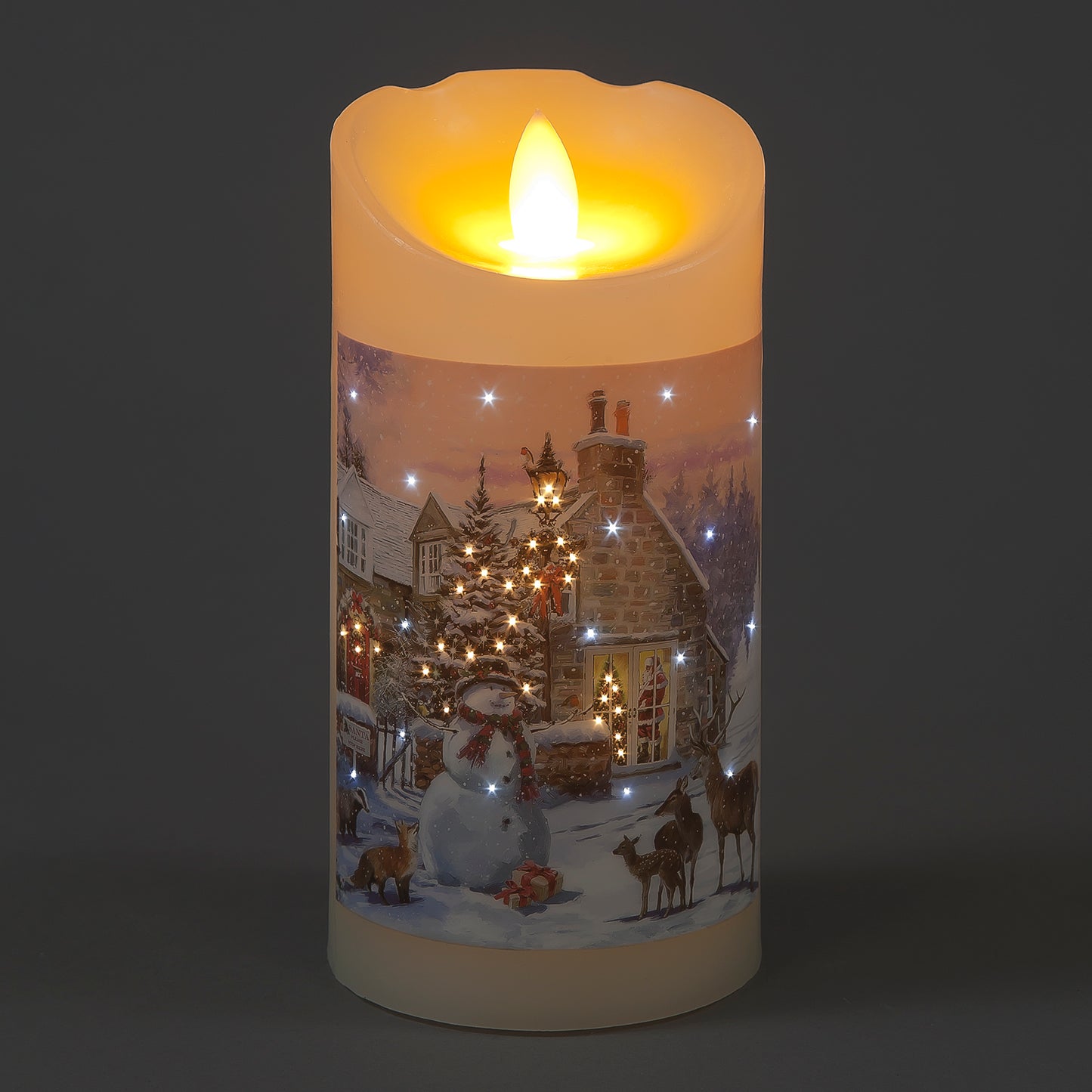 Battery Operated Santa Cottage Candle (15cm)