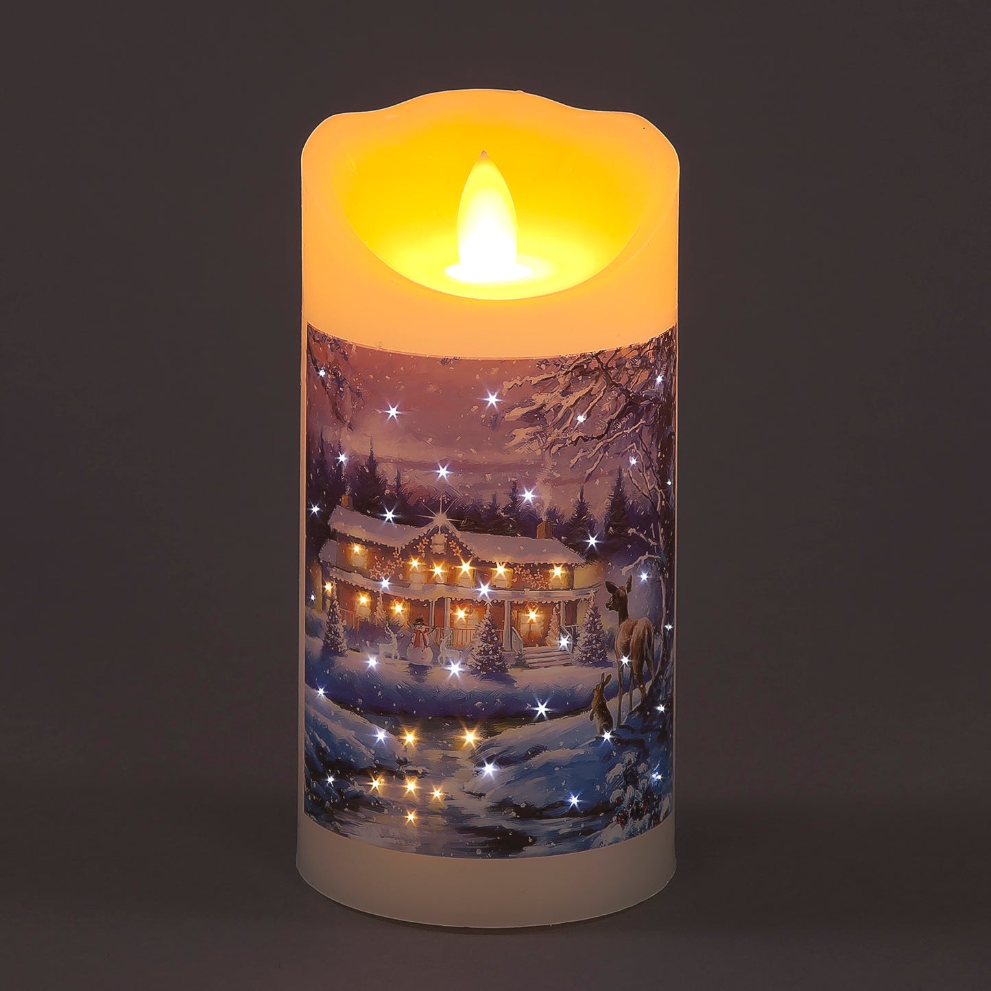 Battery Operated 15cm Christmas Scene Candle /Remote Christmas Decoration