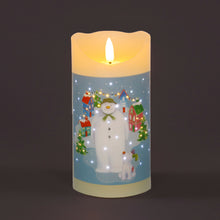 Battery Operated 15cm Snowman & Snowdog Village Scene Candle Christmas Decoration