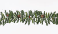 9ft Green Christmas Rochester Garland with Pine Cones & Red Berries (270cm)