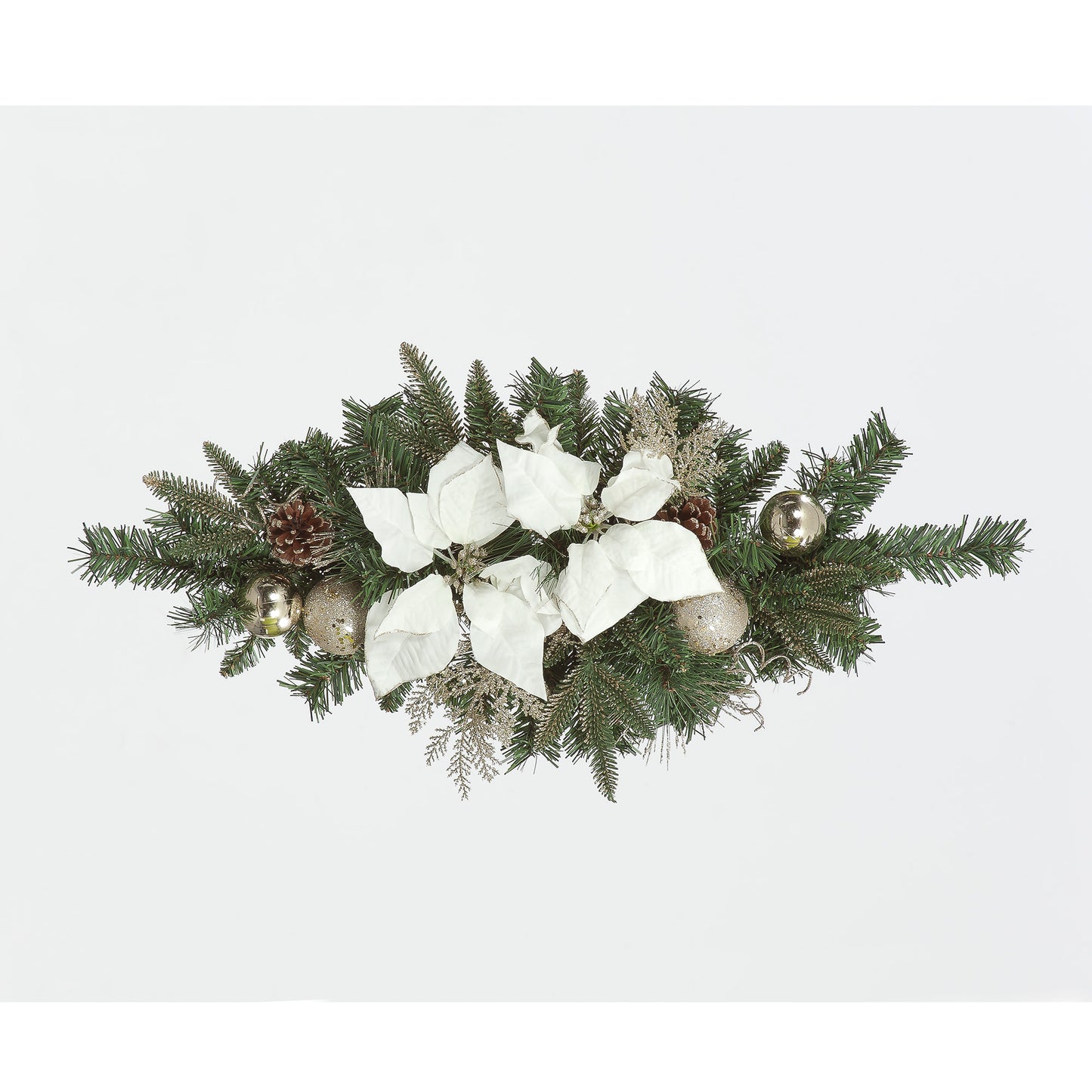 80cm White Poinsettia Swag Christmas Decoration