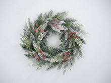 60cm Diara Wreath w/64 Tips /Berries & Snow Christmas Wreath