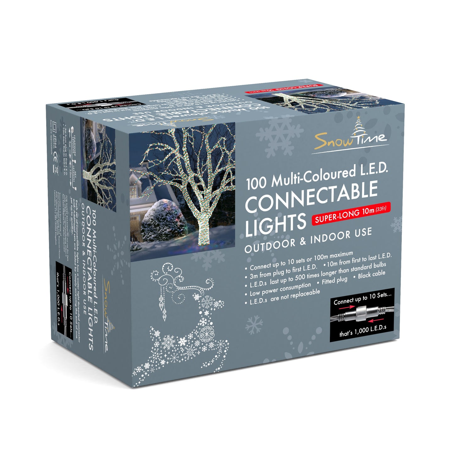 100 Multicoloured LED Connectable Christmas Lights
