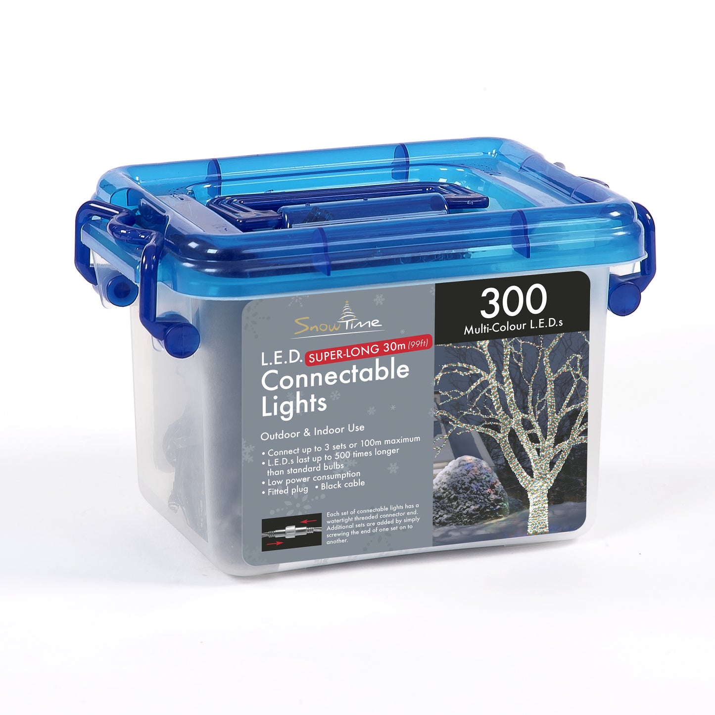 Tub of 300 Connectable Multicoloured LED Christmas Lights