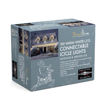 100 Static Warm White Connectable Outdoor & Indoor LED Christmas Icicle Lights