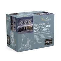 100 Static Ice White Connectable Outdoor & Indoor LED Christmas Icicle Lights