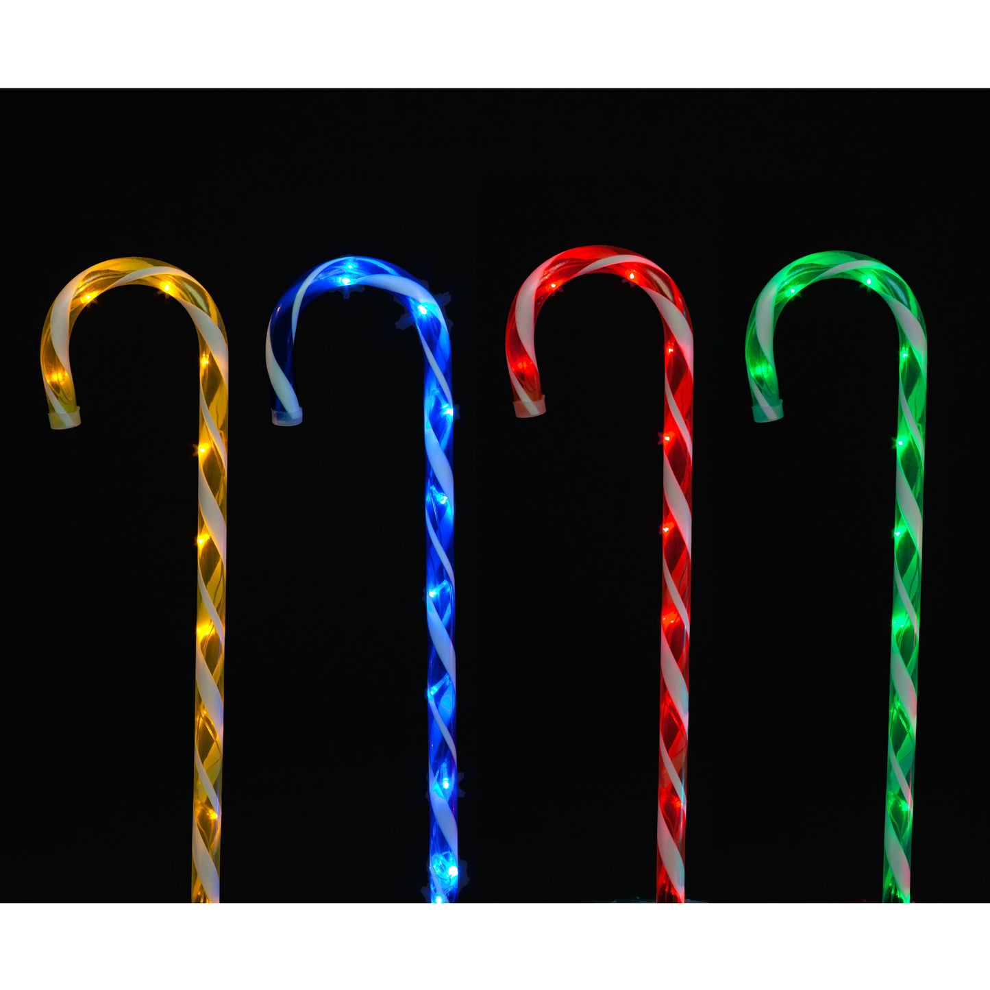 Set of 4 75cm Candy Cane Garden Stakes with 40 LEDs