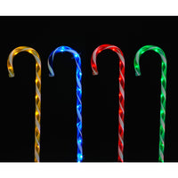 Set of 4 75cm Candy Cane Garden Stakes with 40 LEDs