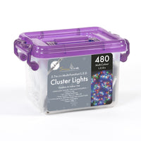 480 Multi Coloured LED Cluster Christmas Tree Lights With Timer 3.7m