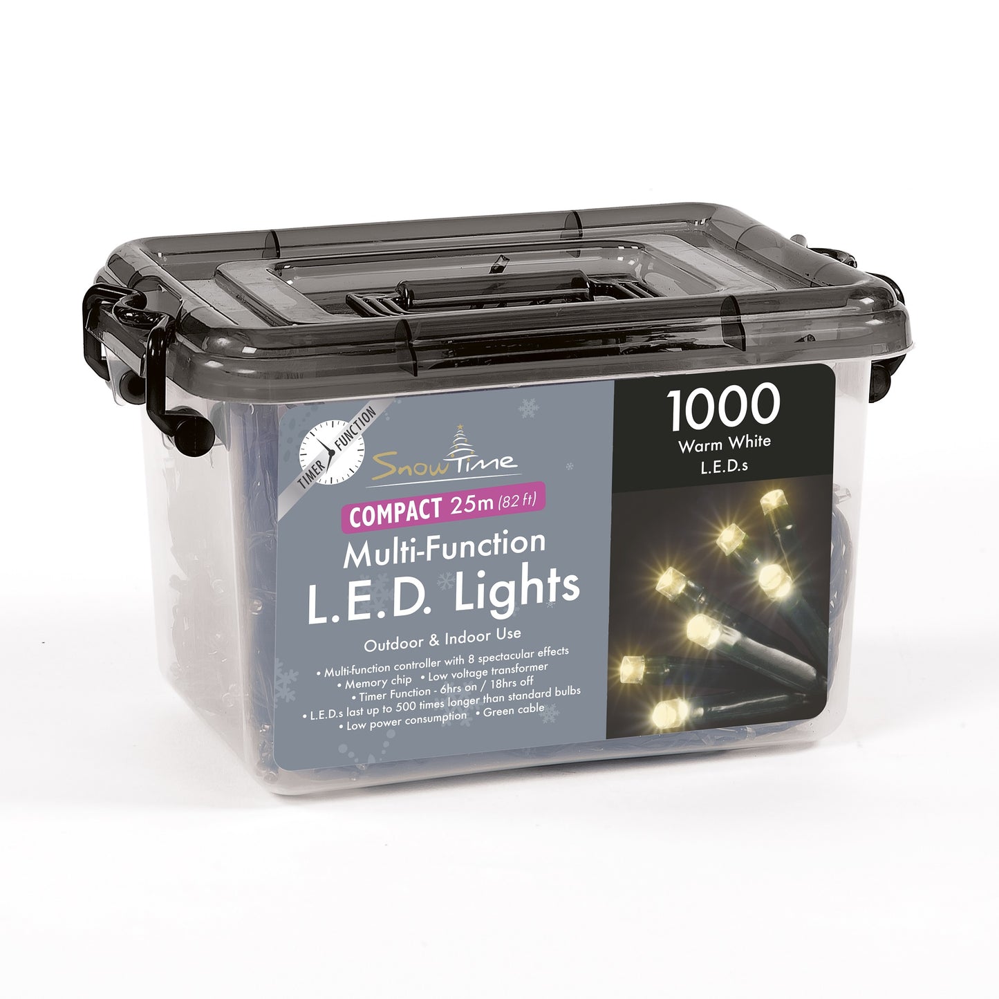 1000 Warm White LED Compact Lights With Timer