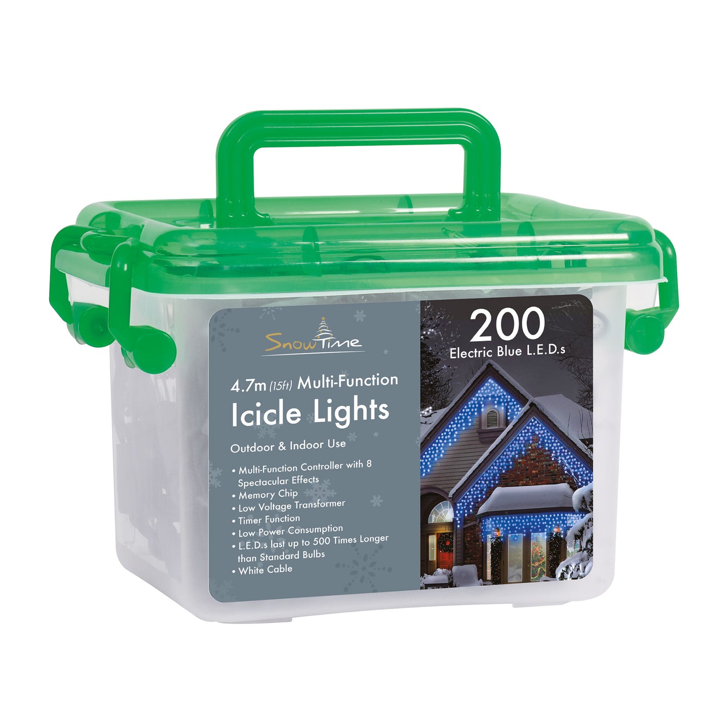 200 Blue LED Christmas Icicle Chaser Lights With Timer
