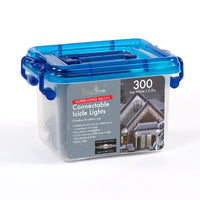 300 Ice White Twinkling Connectable Christmas Icicle Lights