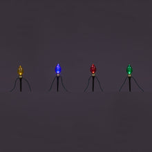 Multi-Coloured Smooth C Bulb Christmas Garden Stakes (Set of 10)