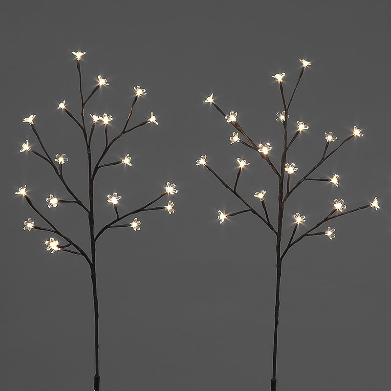 Set of 8 Cherry Branch Garden Stakes Christmas Lights