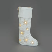 76cm Snowy Days Standing Stocking with Warm White LED Lights