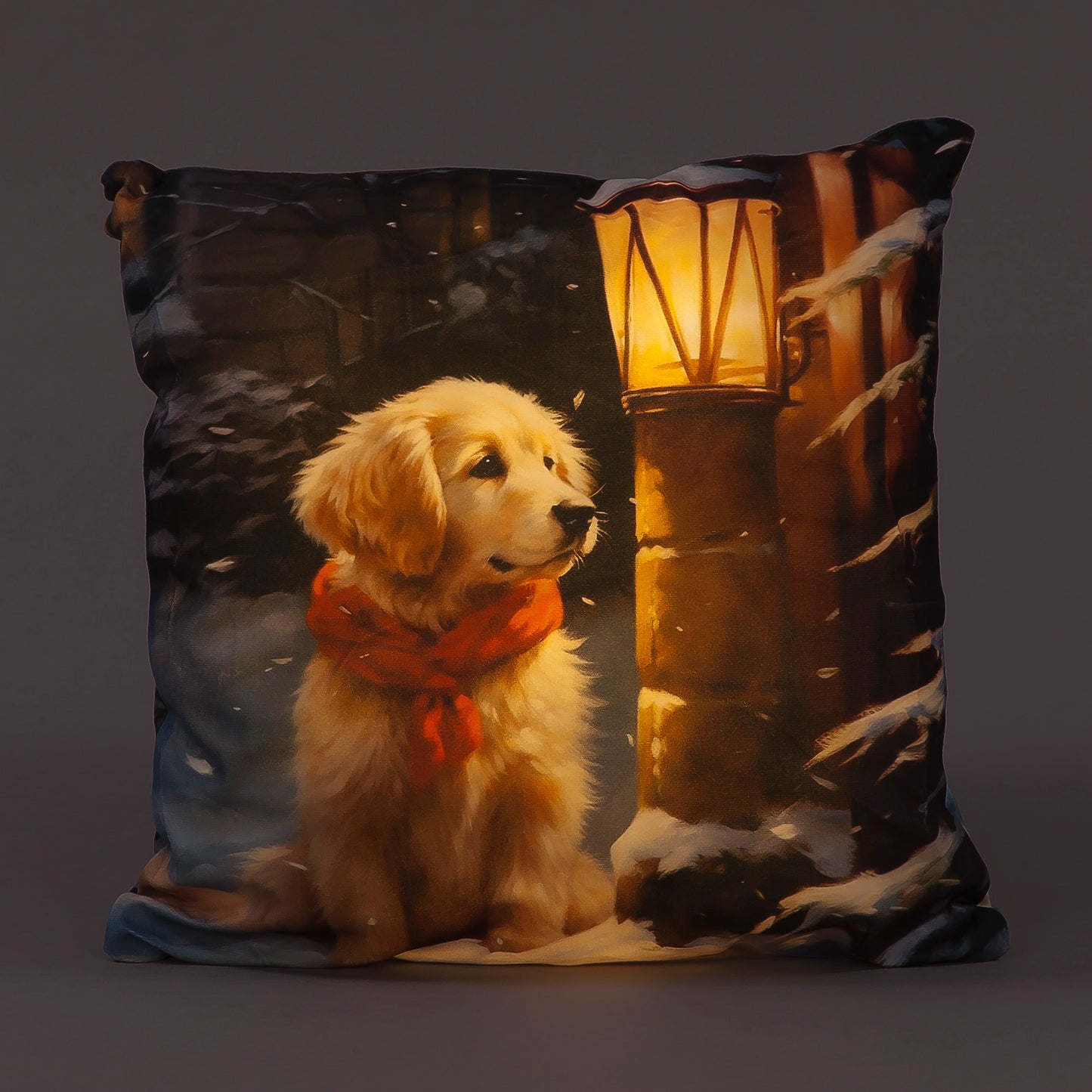 Light up 40cm Cushion Puppy in Scarf Christmas Decoration