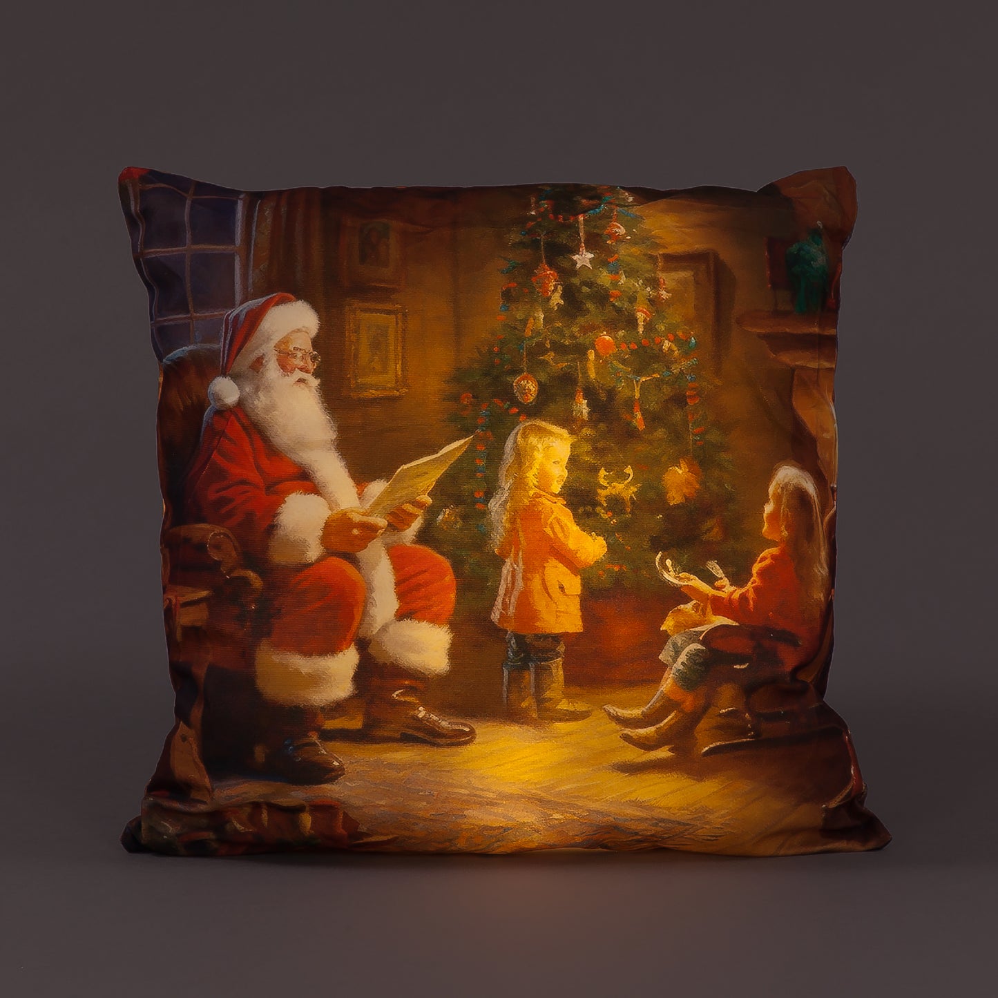 Light up 40cm Cushion Santa, Child & Tree Christmas Decoration